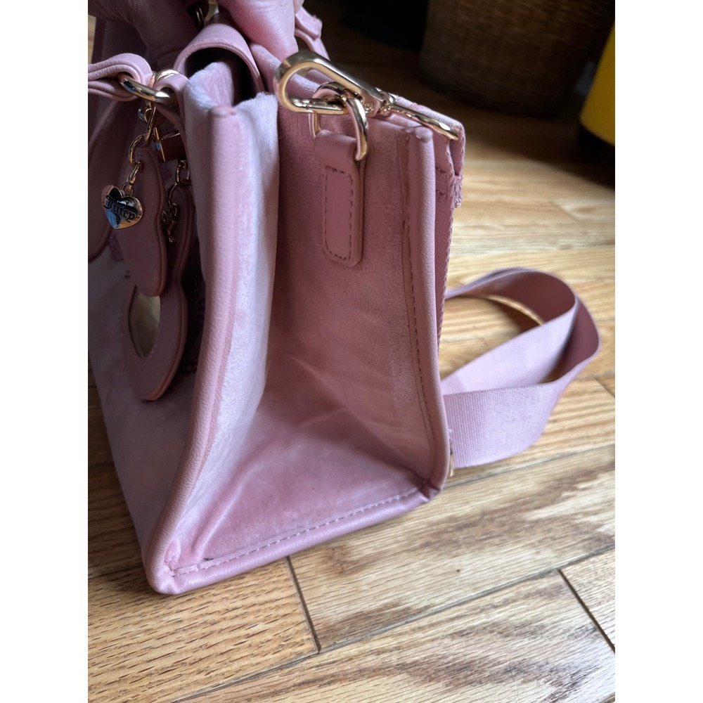 NWOTS Juicy Couture Pink Velour Rhinestone Tote Bag with Mini Purse Mirror - Picture 8 of 12